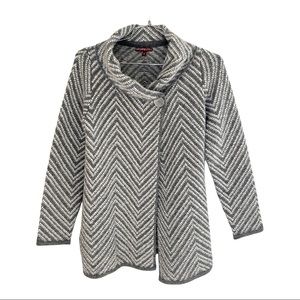 Italian Made Gray Chevron Wool Blend Cardigan Size Small
